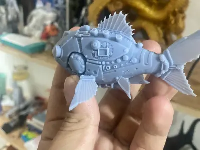 cyberpunk mechanical fish 3D print model
