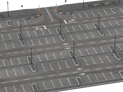  Paid Parking Lot With Barrier Gate 