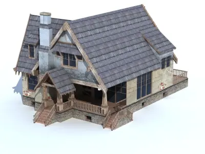 Country Low Poly House 2 Low-poly 3D model