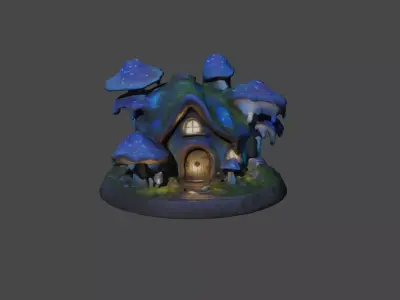 Cristmas Fantasy Mushroom House Free 3D model