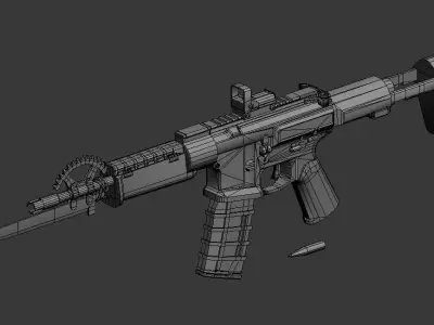 Post-apocalypse custom assault rifle Low-poly 3D model