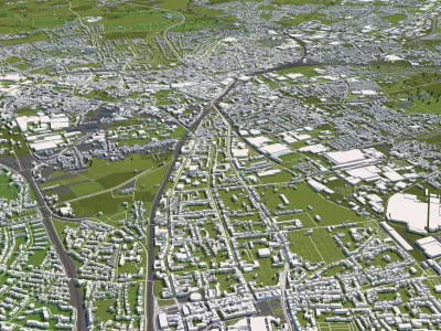 Moenchengladbach Germany 50x50km 3D City Map 3D model