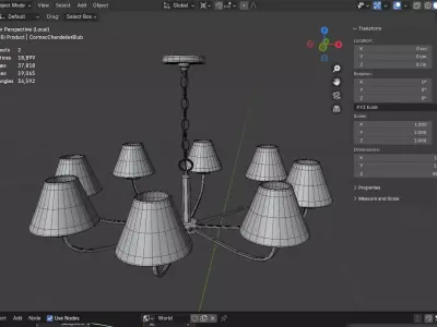 Industrial Multi-Tier Bronze Chandelier - Cormac Series Low-poly 3D model