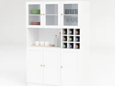 6-Door Kitchen Pantry Cabinet Storage 3D model
