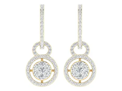 Light Weight Yellow Gold Diamond Earring  -ER-2198 3D print model