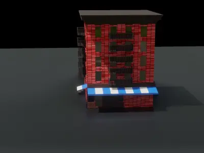 apartment brick building 3D model purchase