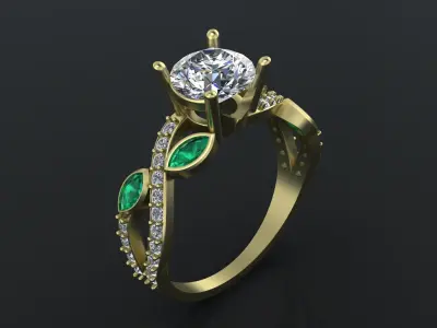 Edwardian style ring with round gem 8mm for CNC or  3D print model
