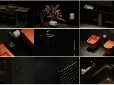 Bathroom interior 3D model 02set 3D model