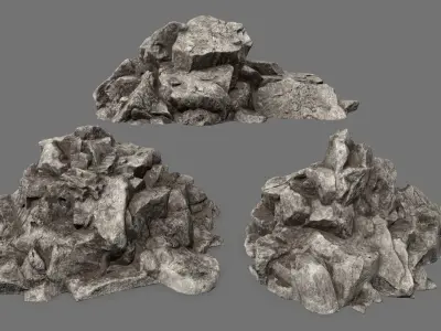 Rock Set Low-poly 3D model