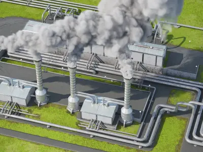  Geothermal Power Plant 3D Model 