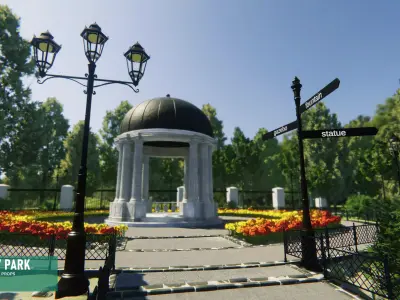 City park - exterior props 3D model