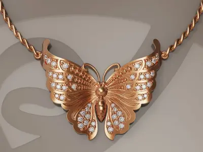 Butterfly pendant 3D print model 2