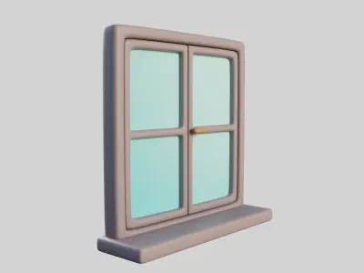 Cartoon Window 6a Low-poly 3D model