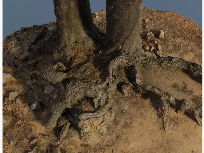 treeroots01 island with tree 3D model