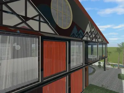 the glass house Low-poly 3D model