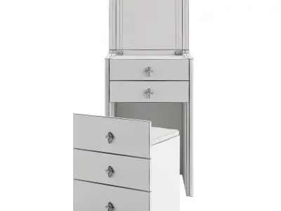 Modern Flip-Top Makeup Vanity with LED Mirror 3D model