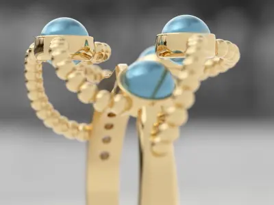 Luxurious Multi Layered Gold Ring 3D Model 3D print model