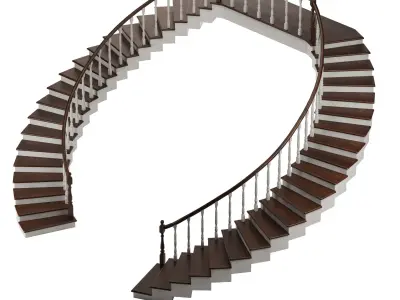 Double stairs Low-poly 3D model