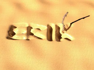 Drawing With Tree Branch In The Sand 3D model