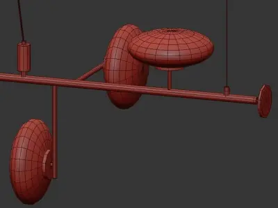 HALFWAY pendant light with four glass balls hanging from ceiling 3D model