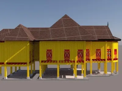 RUMAH TRADISIONAL MELAYU SARAWAK BUMI KENYALANG Free 3D print model
