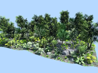 deep jungle scene Low-poly 3D model