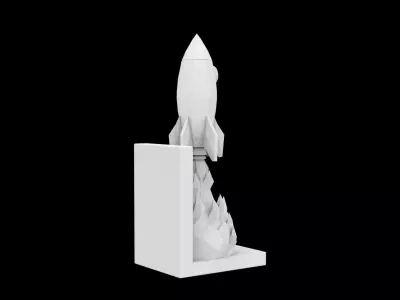 Space Rocket Bookend Sci-Fi Adventure Book Support 3D print model