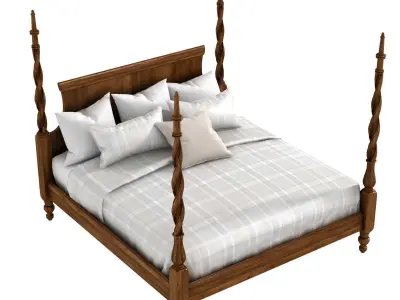 King Size Mahogany Plantation Poster Bed by Leighton Hall 3D model