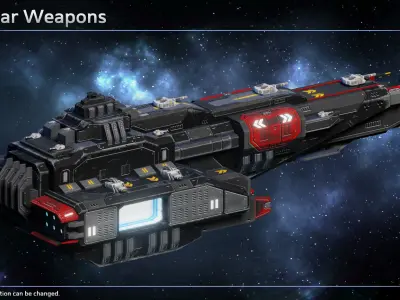 Spaceship Blackbeard Pirate Battlecarrier Low-poly 3D model