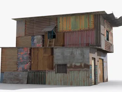 Slum x4 Low-poly 3D model