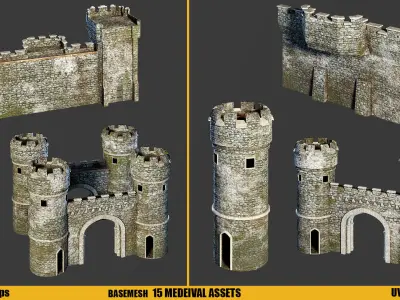 MEDIEVAL ASSETS Vol 2 Basemesh 4kTextures Low-poly 3D model