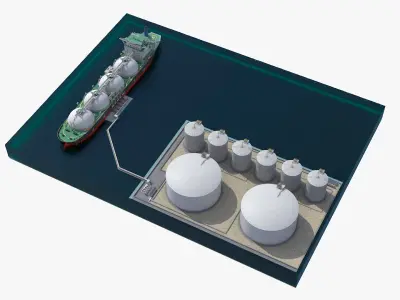  Liquefied Natural Gas Terminal with Gas Carrier Ship 