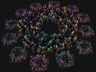 Rocks Crystals Minerals Gem Ore Pack Low-poly 3D model