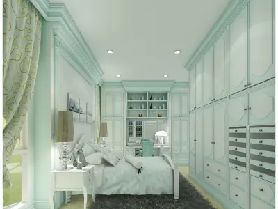 bedroom and living 3D model
