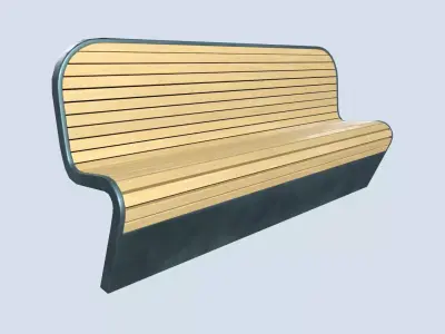 Street bench low poly pbr game ready Low-poly 3D model 4