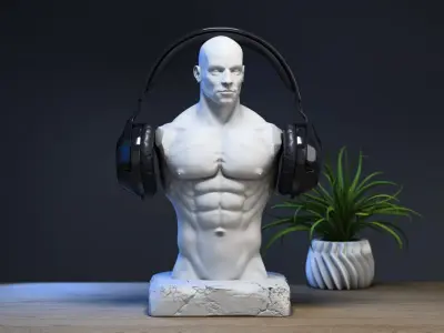 Anatomy bust Headphone Stand  Human anatomy Headset Stand 3D print model