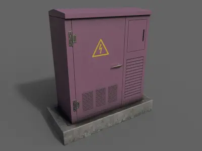PBR Electric Box Magenta Low-poly 3D model