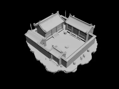  courtyard snow scenery 3D model