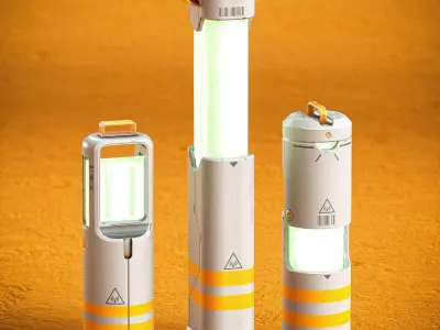 Sci-fi Lanterns PBR Low-poly 3D model