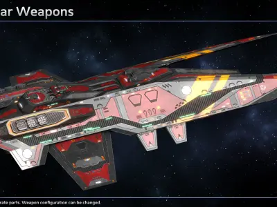 Spaceship Destroyer Explorer Low-poly 3D model