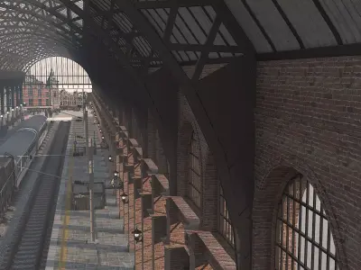 Train Station Low-poly 3D model