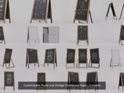 Customizable Rustic and Vintage Chalkboard Signs 3D Model Pack