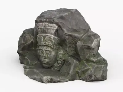 Rock Maya 1003 - Grey Jagged Stone Low-poly 3D model