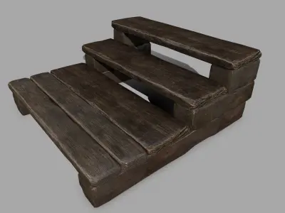 stair set of wooden stairs Low-poly 3D model