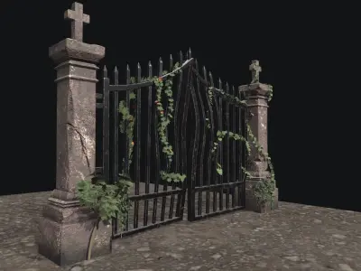 Graveyard Door Low-poly 3D model
