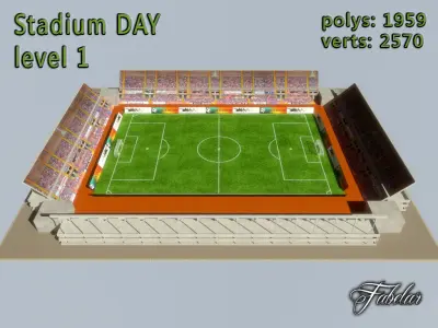 Stadium Level 1 Day-Night Low-poly 3D model
