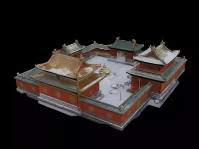  courtyard snow scenery 3D model