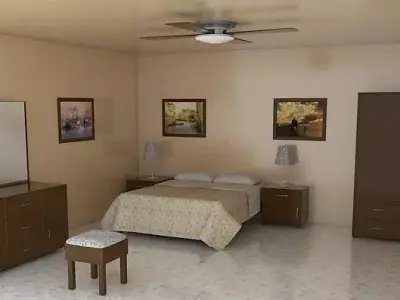 Furnished Room Low-poly 3D model