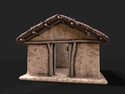 Primitive Houses Shelters Low Poly PBR Low-poly 3D model