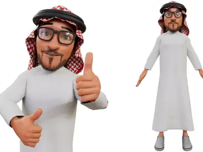 Arab man Rigged Character 3d Model  Low-poly 3D model